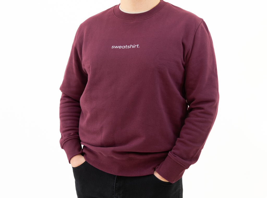 simple. sweatshirt. snug. zinfandel.