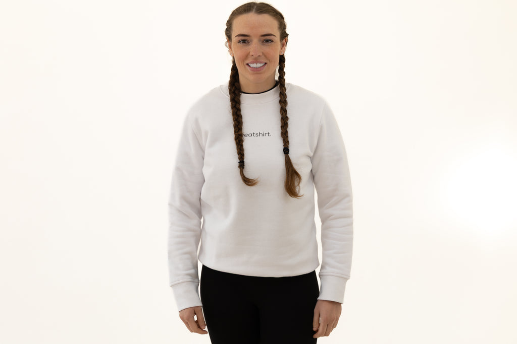 simple. sweatshirt. snug. white.