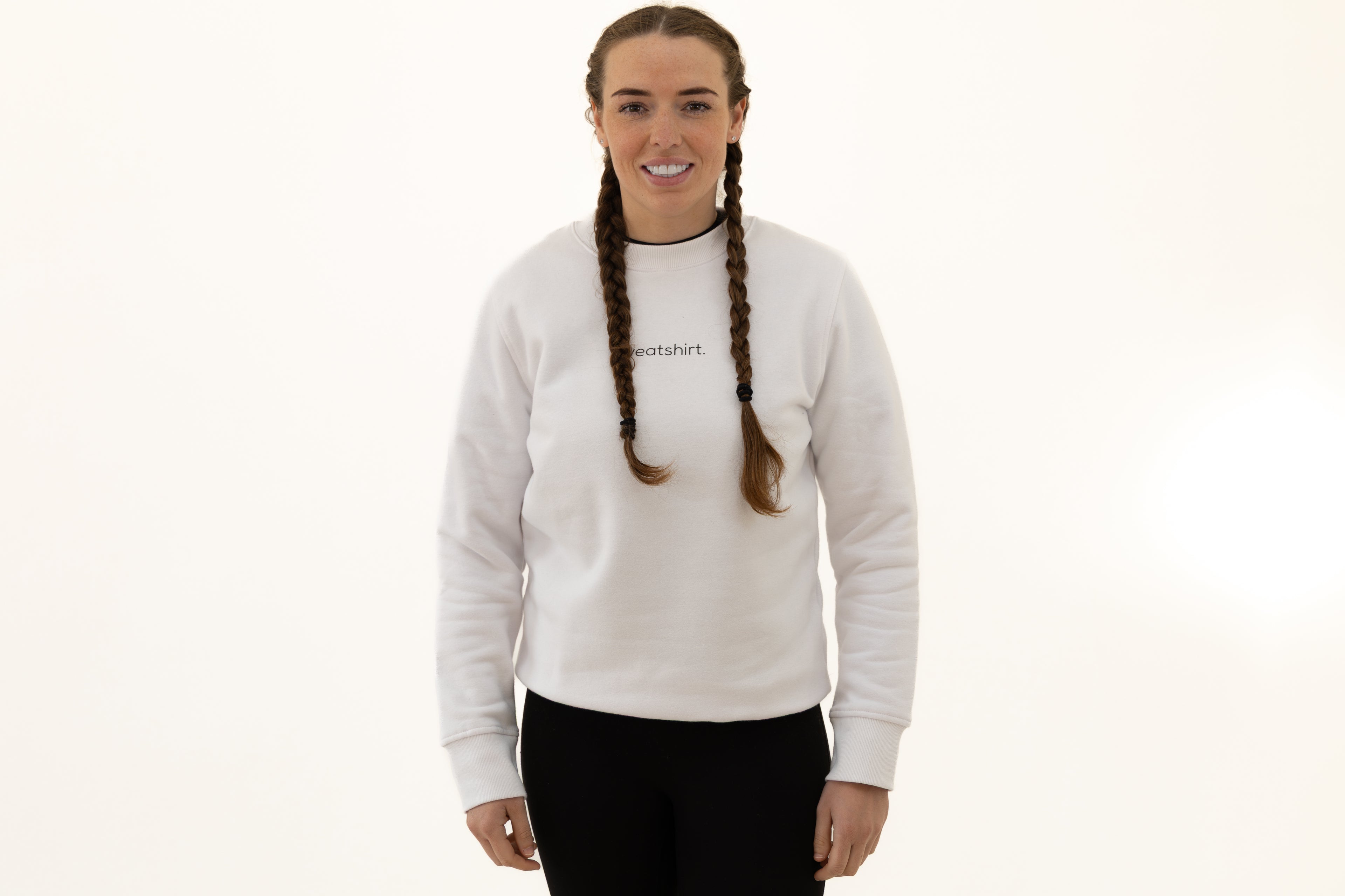 simple. sweatshirt. snug. white.