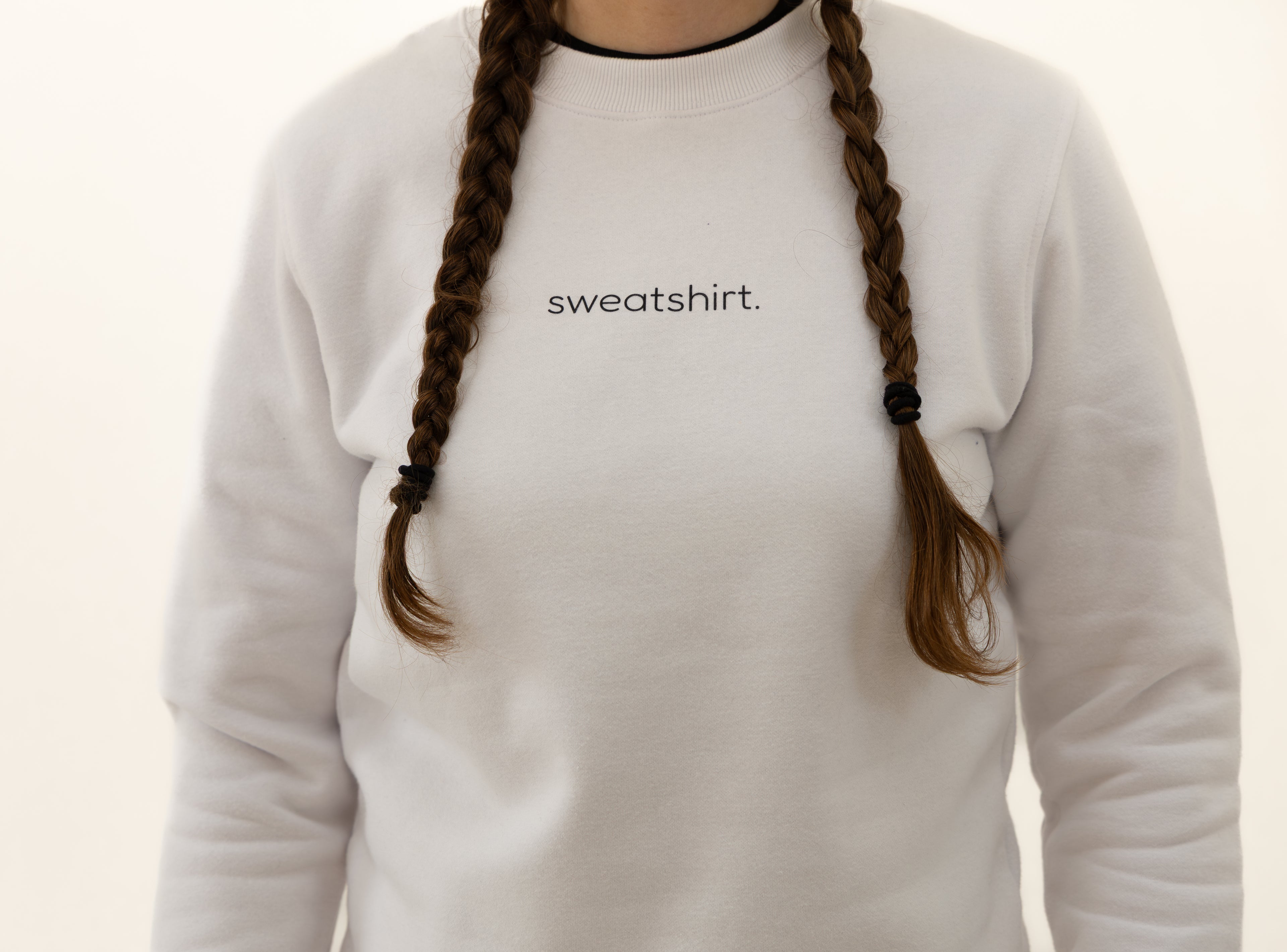 simple. sweatshirt. snug. white.