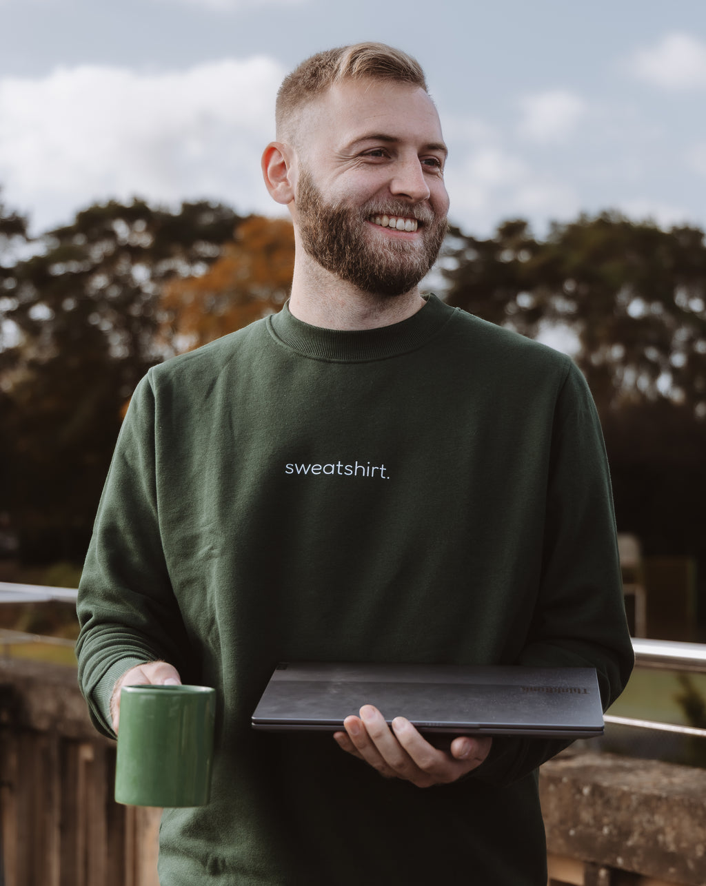 simple. sweatshirt. snug. forest-green.