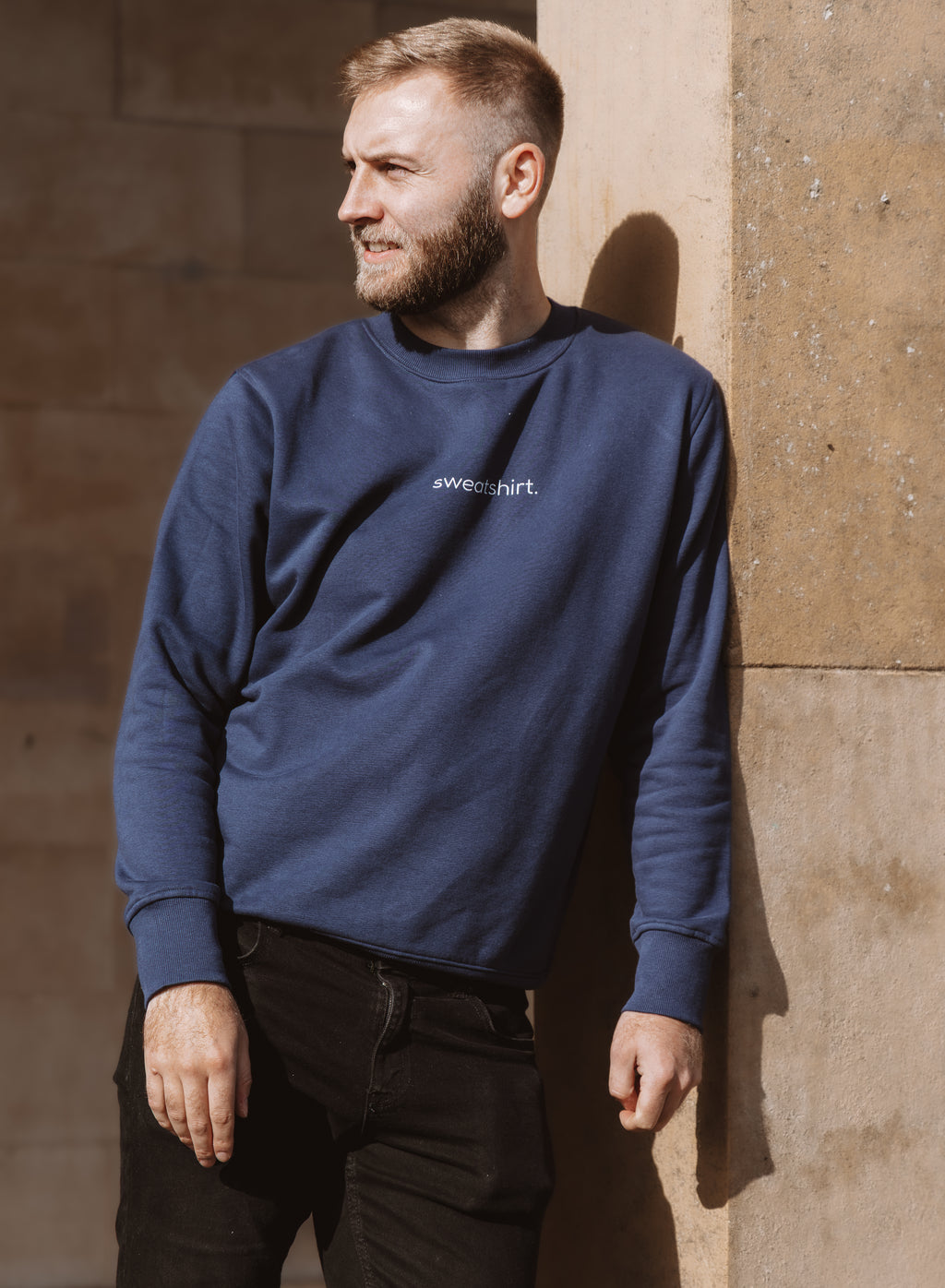 simple. sweatshirt. snug. navy.