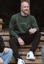 simple. sweatshirt. snug. forest-green.