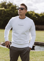 simple. sweatshirt. snug. white.