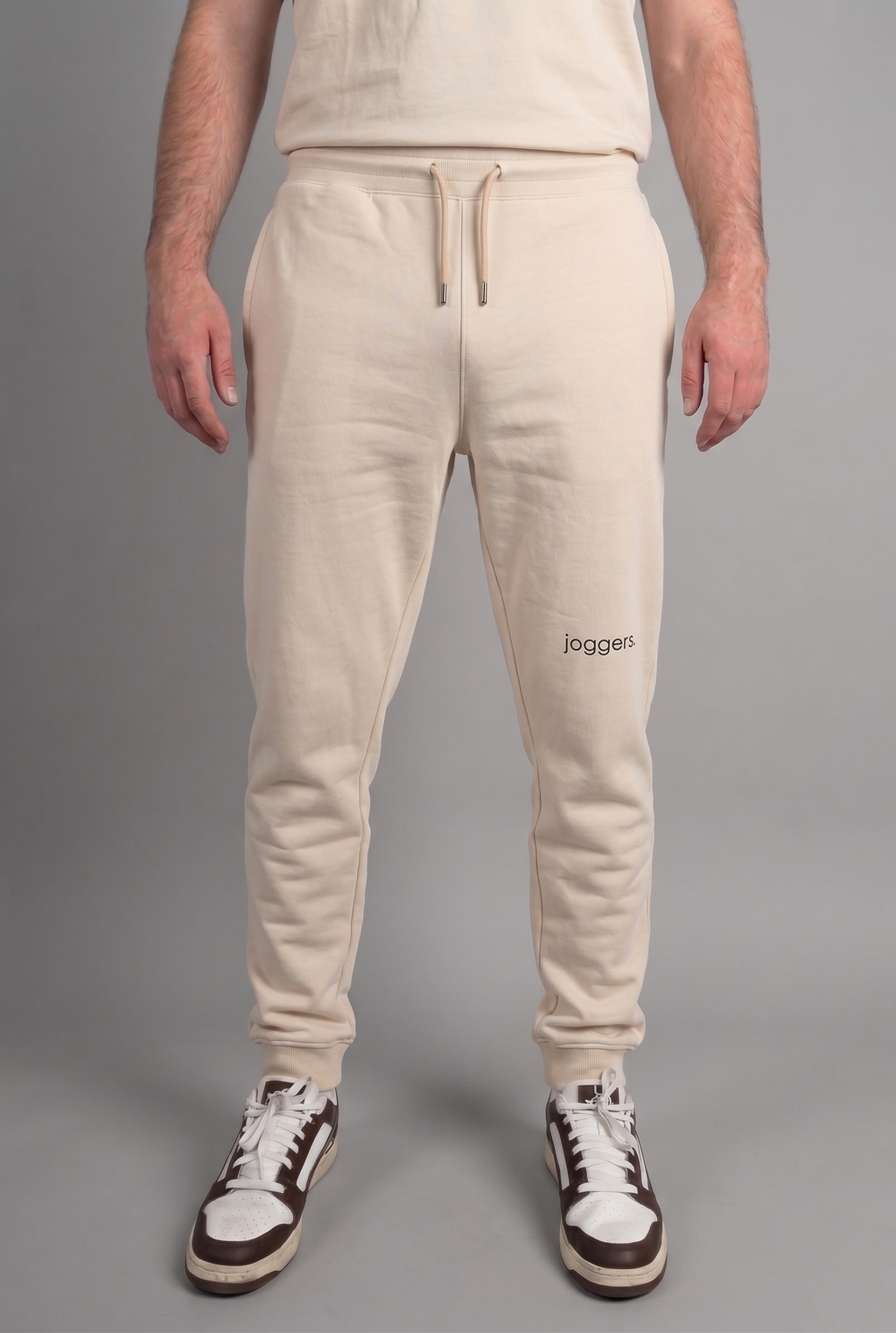 simple. cuffed joggers. natural-raw