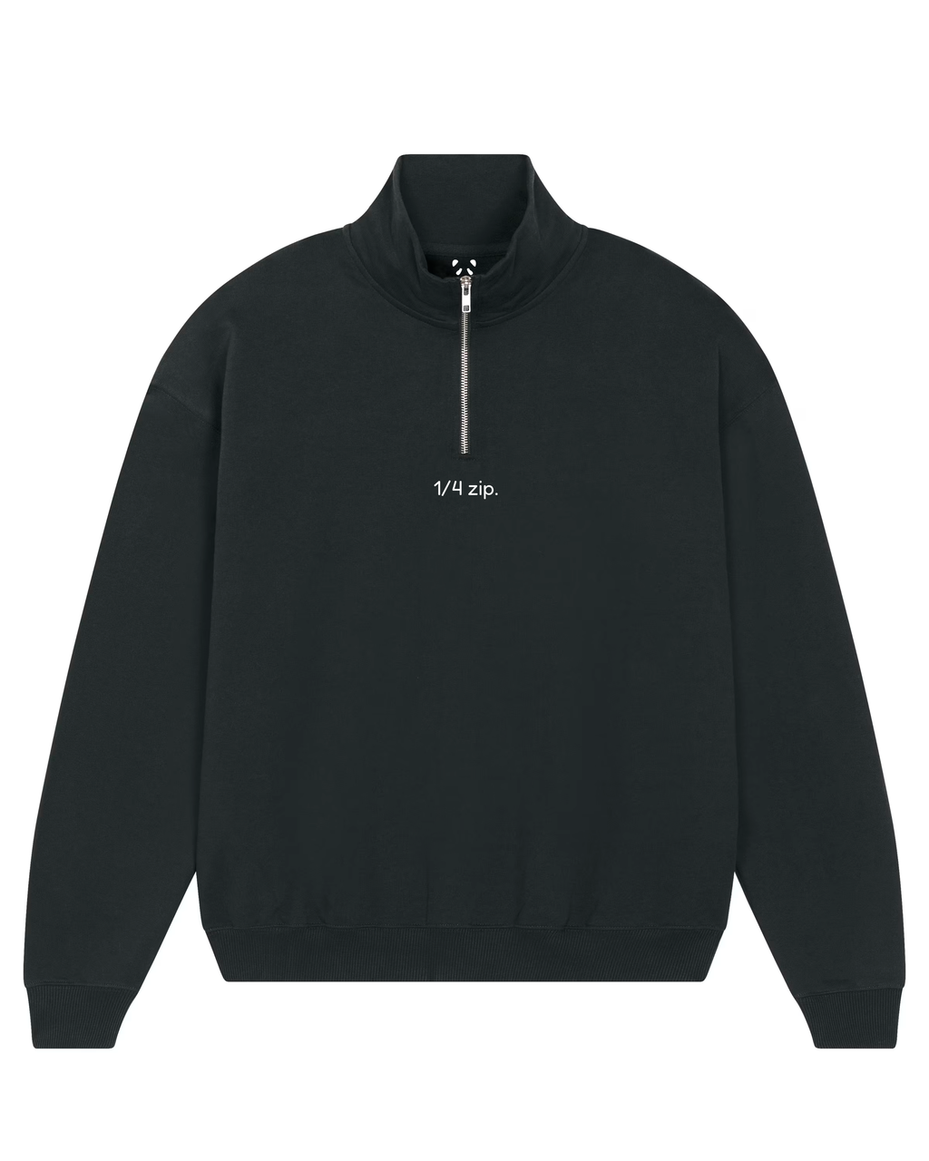 simple. heavy 1/4 zip. black.