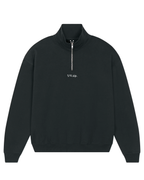 simple. heavy 1/4 zip. black.