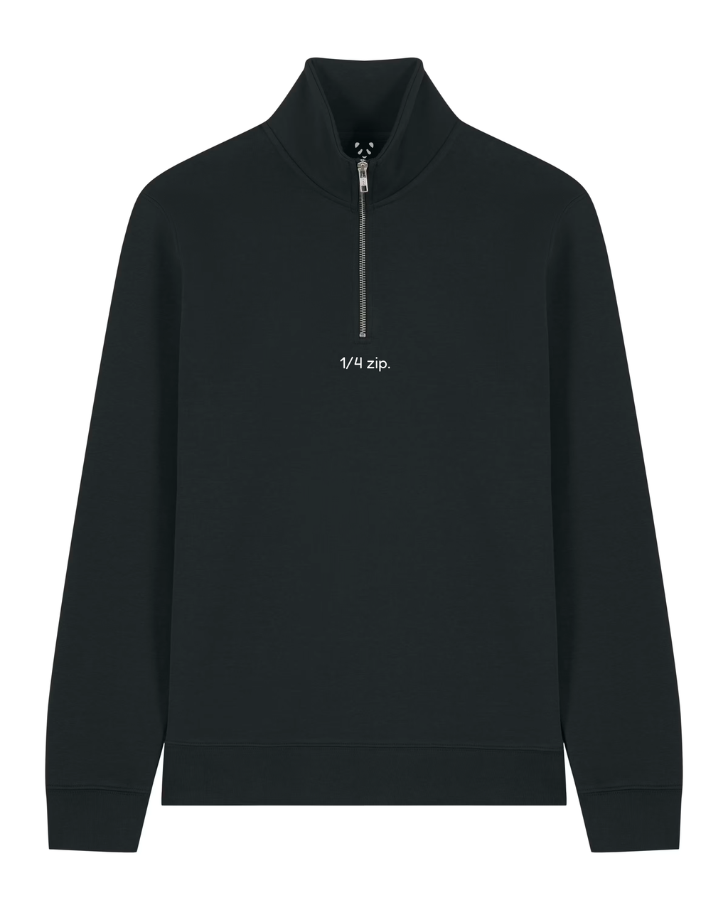 simple. light 1/4 zip. black.