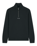 simple. light 1/4 zip. black.