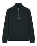 simple. light 1/4 zip. black.