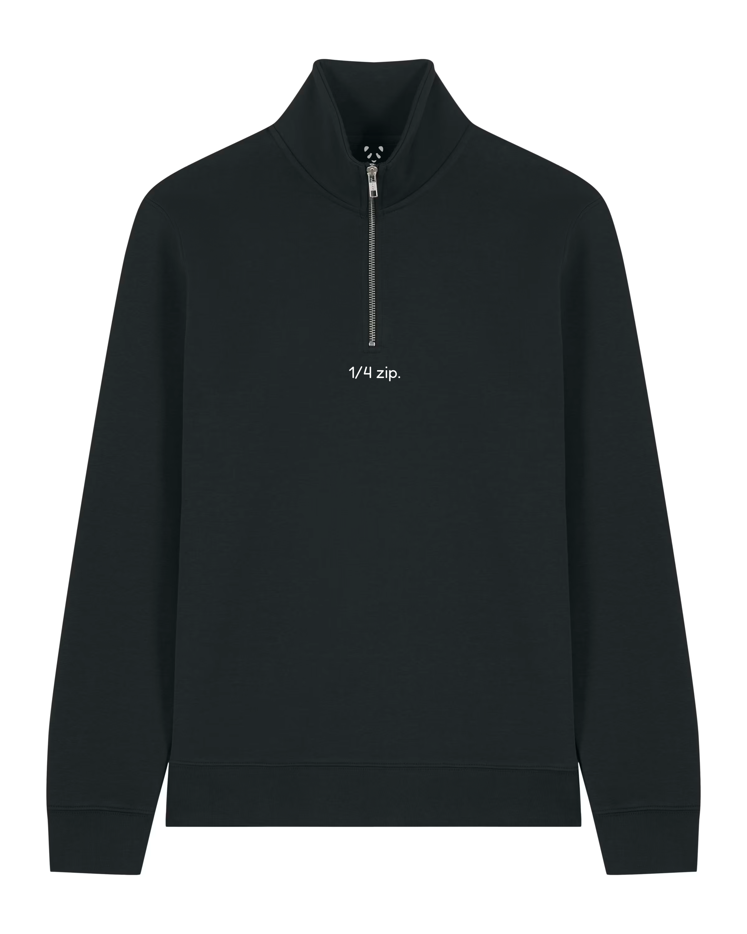 simple. light 1/4 zip. black.