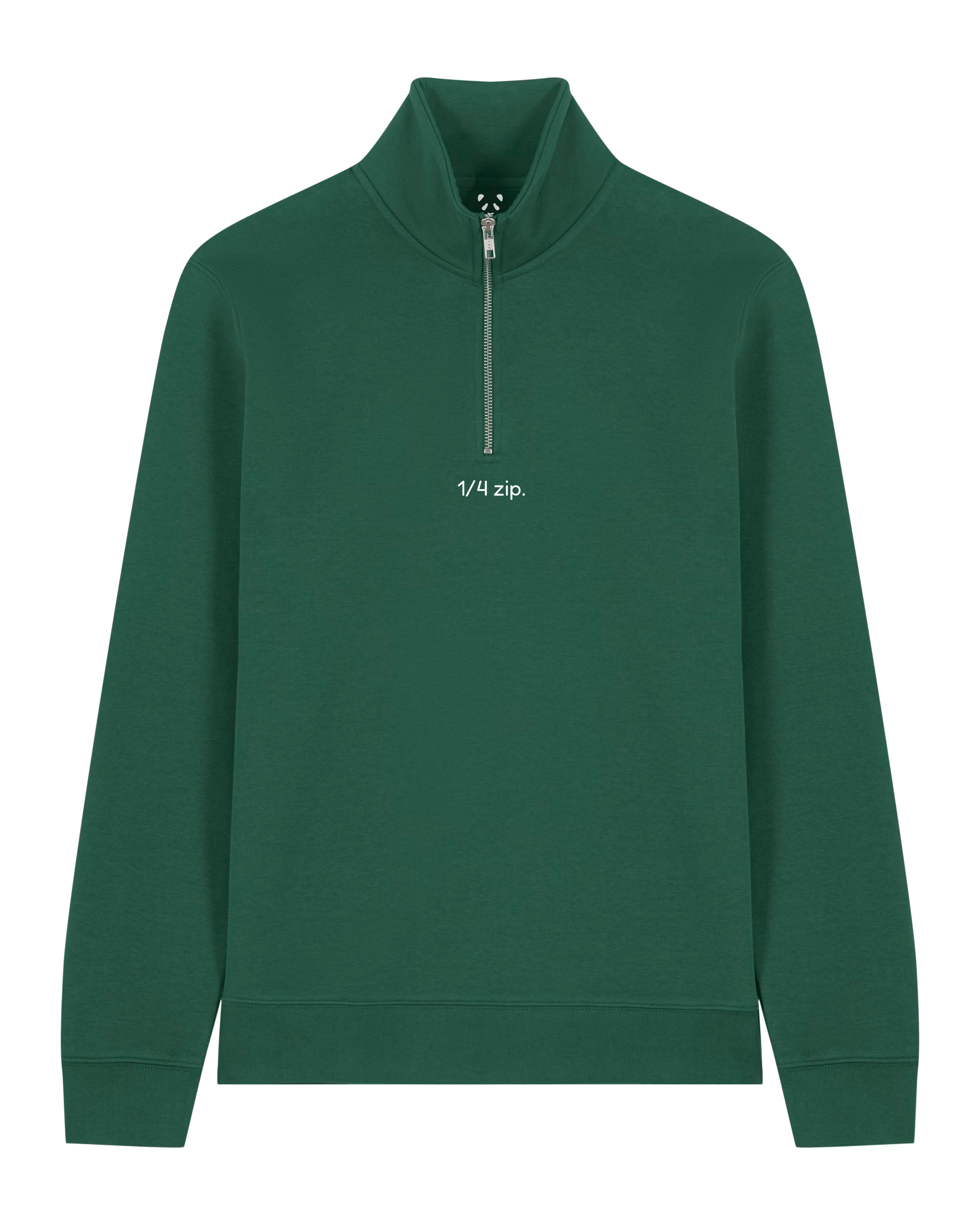 simple. light 1/4 zip. bottle-green.