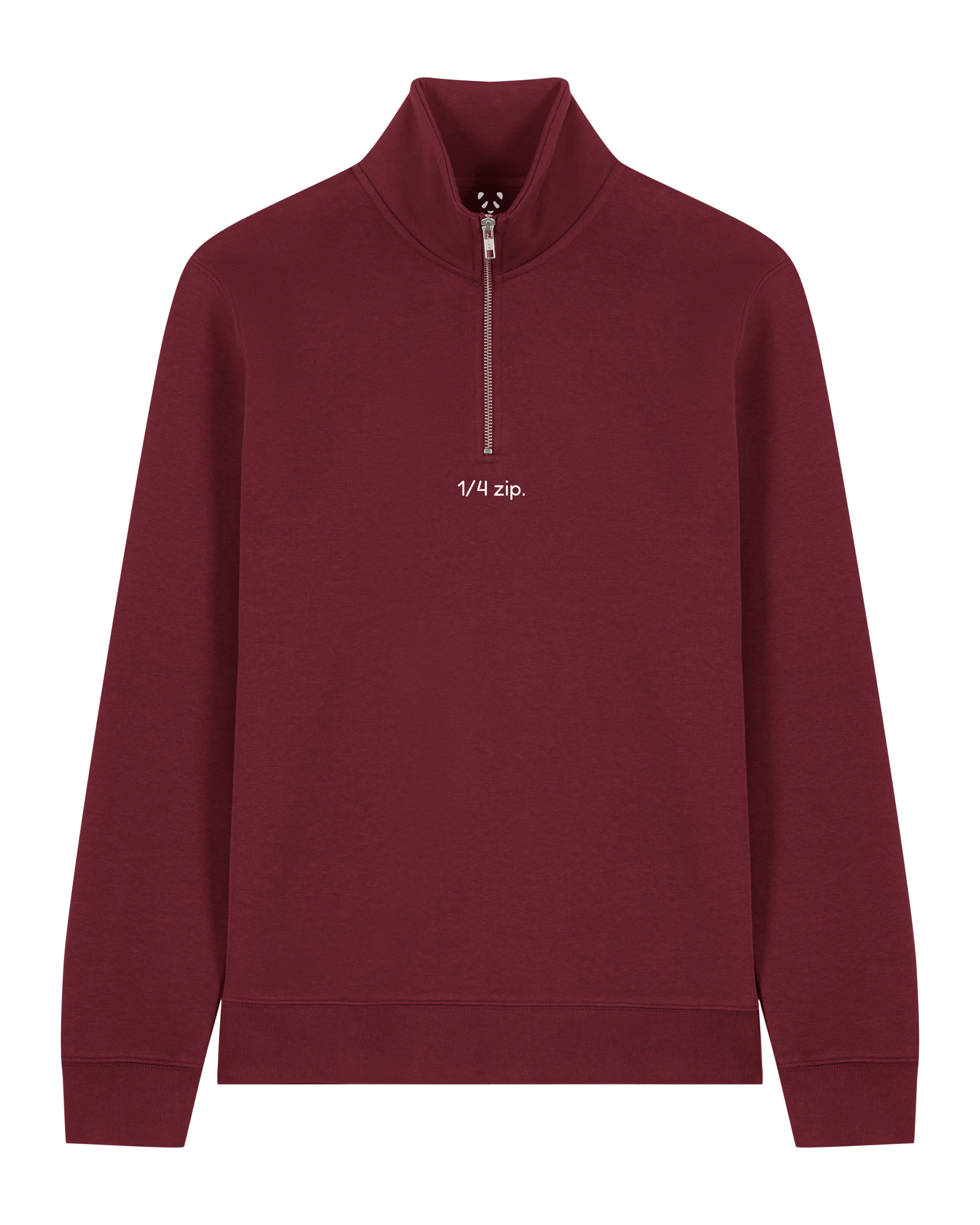simple. light 1/4 zip. burgundy.