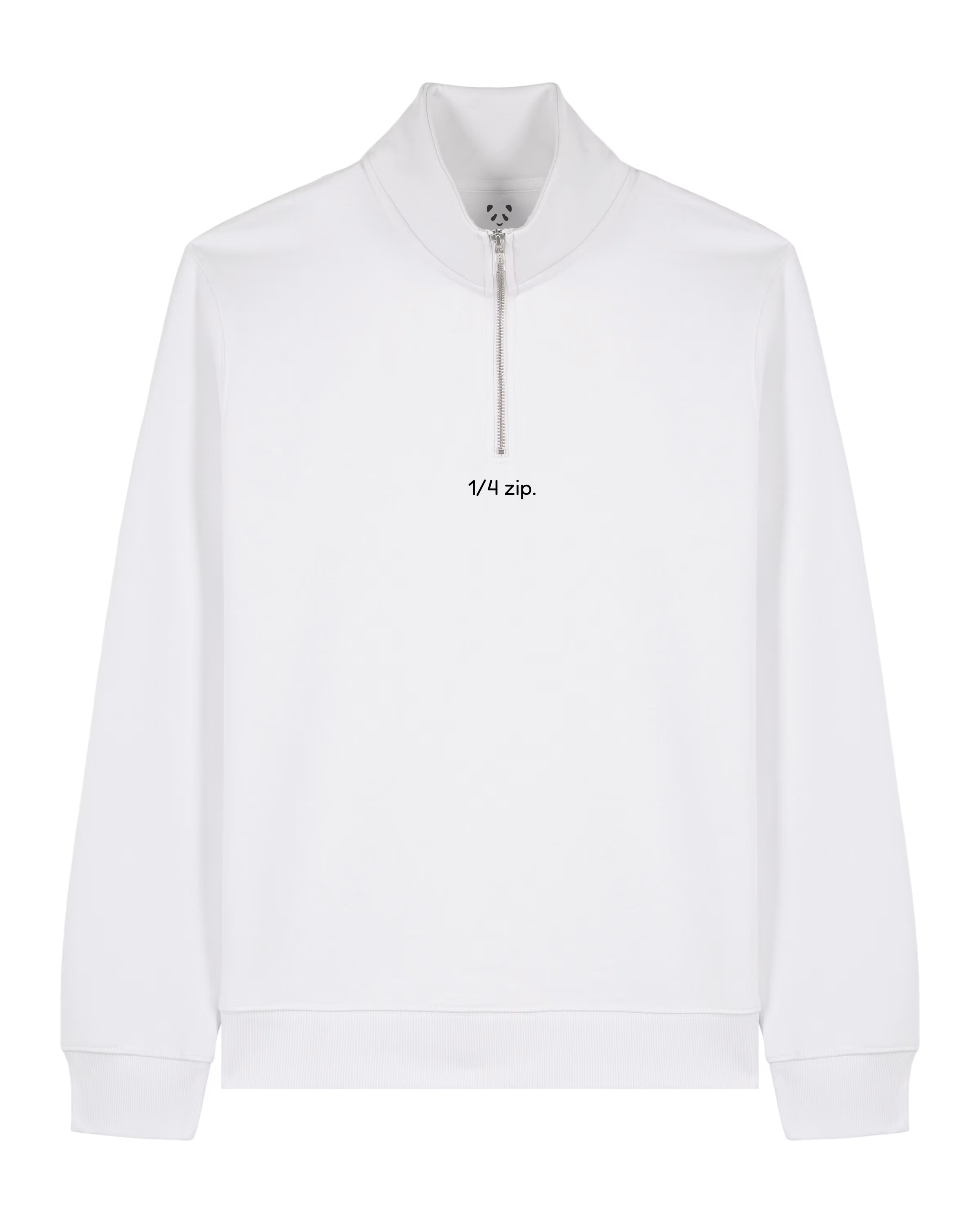 simple. light 1/4 zip. white.