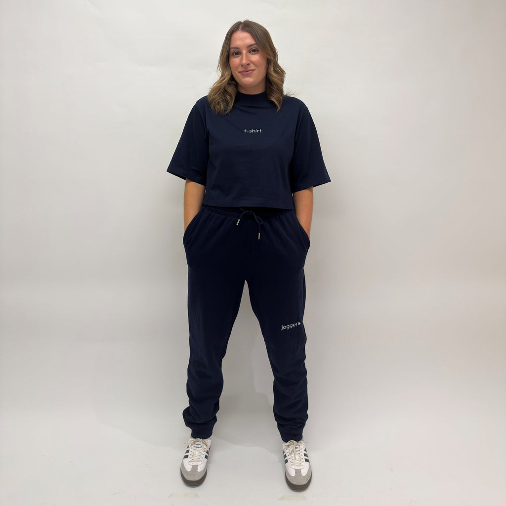 simple. cuffed joggers. french-navy.