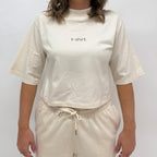 simple. cropped t-shirt. natural-raw.