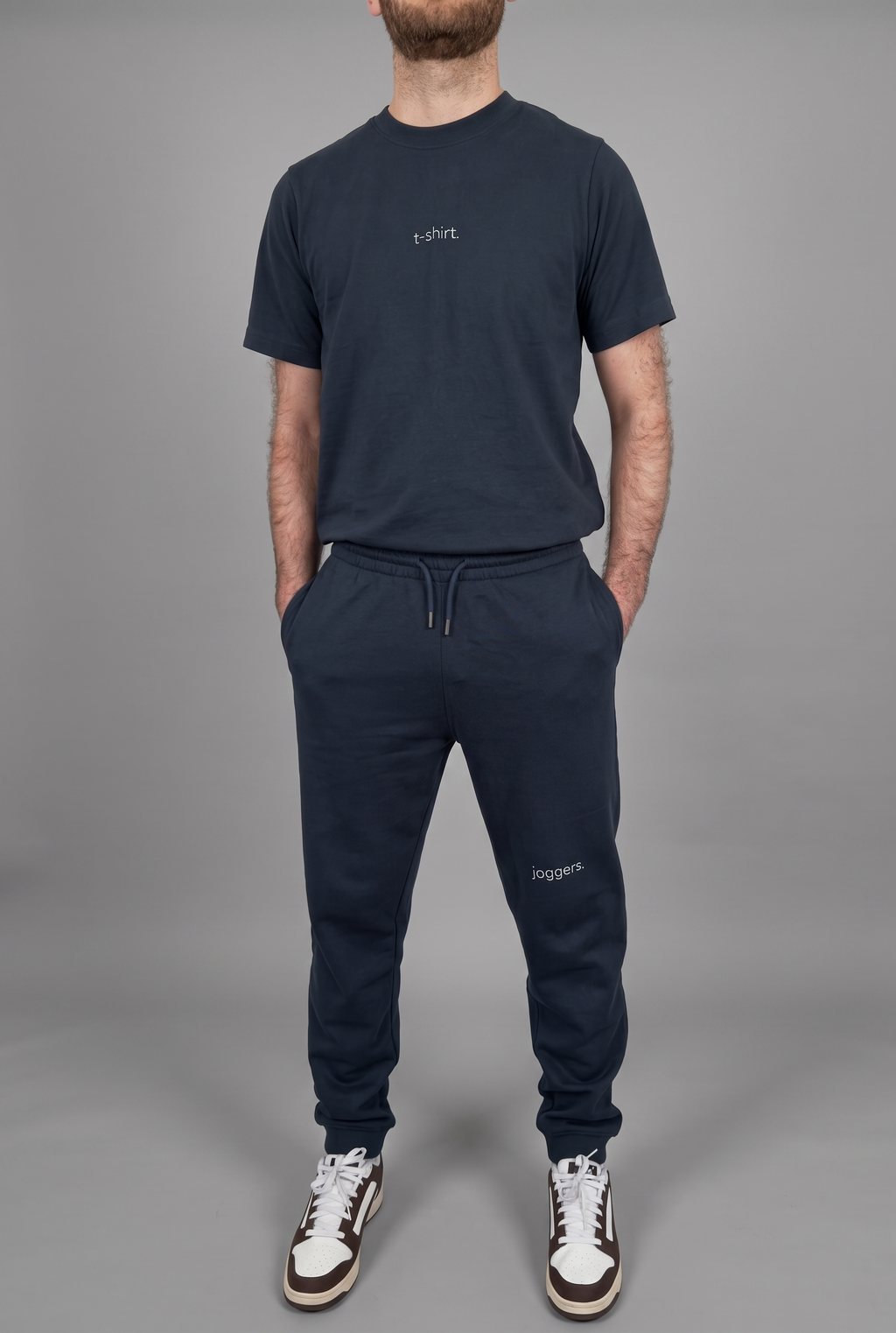 simple. cuffed joggers. french-navy