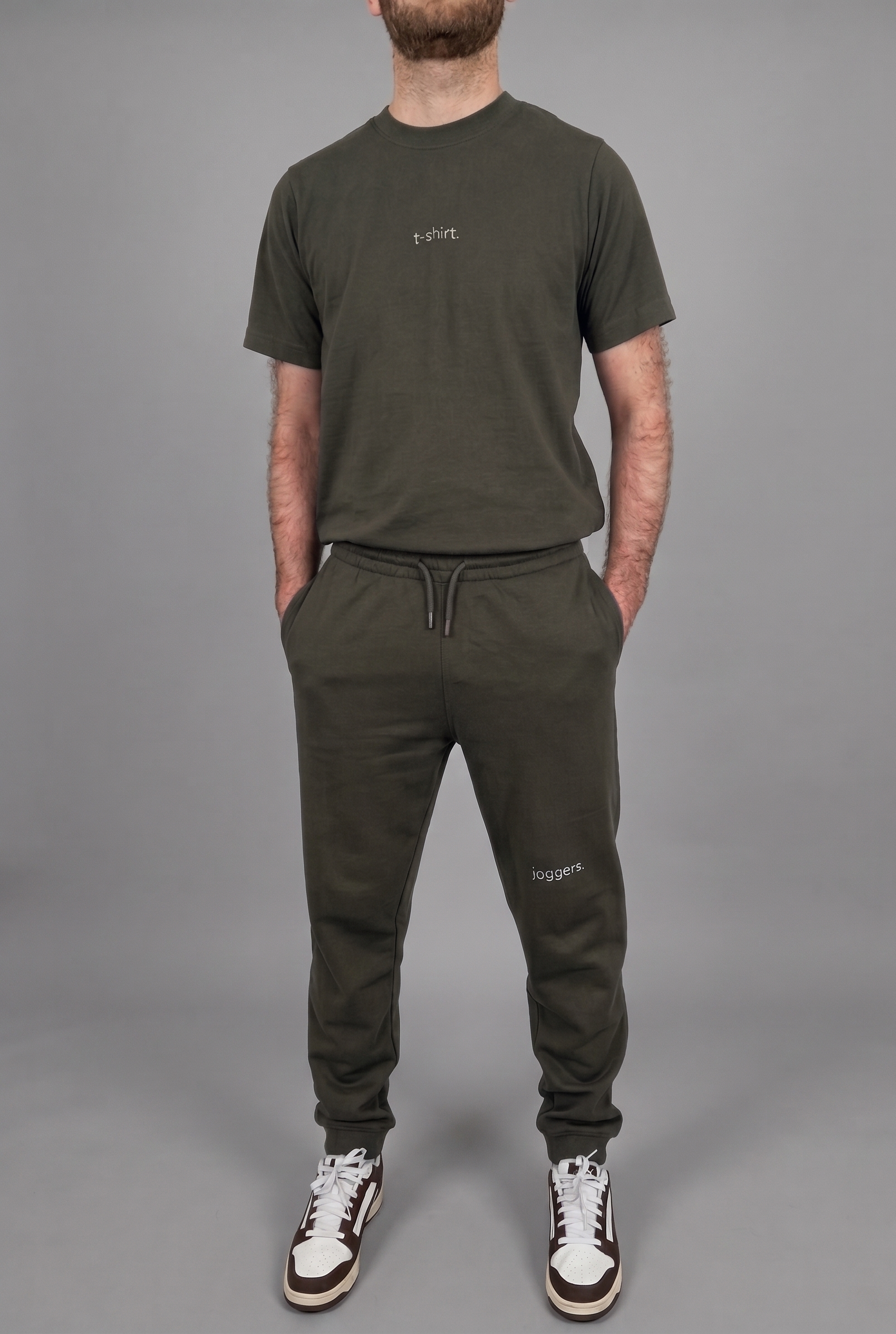 simple. cuffed joggers. khaki
