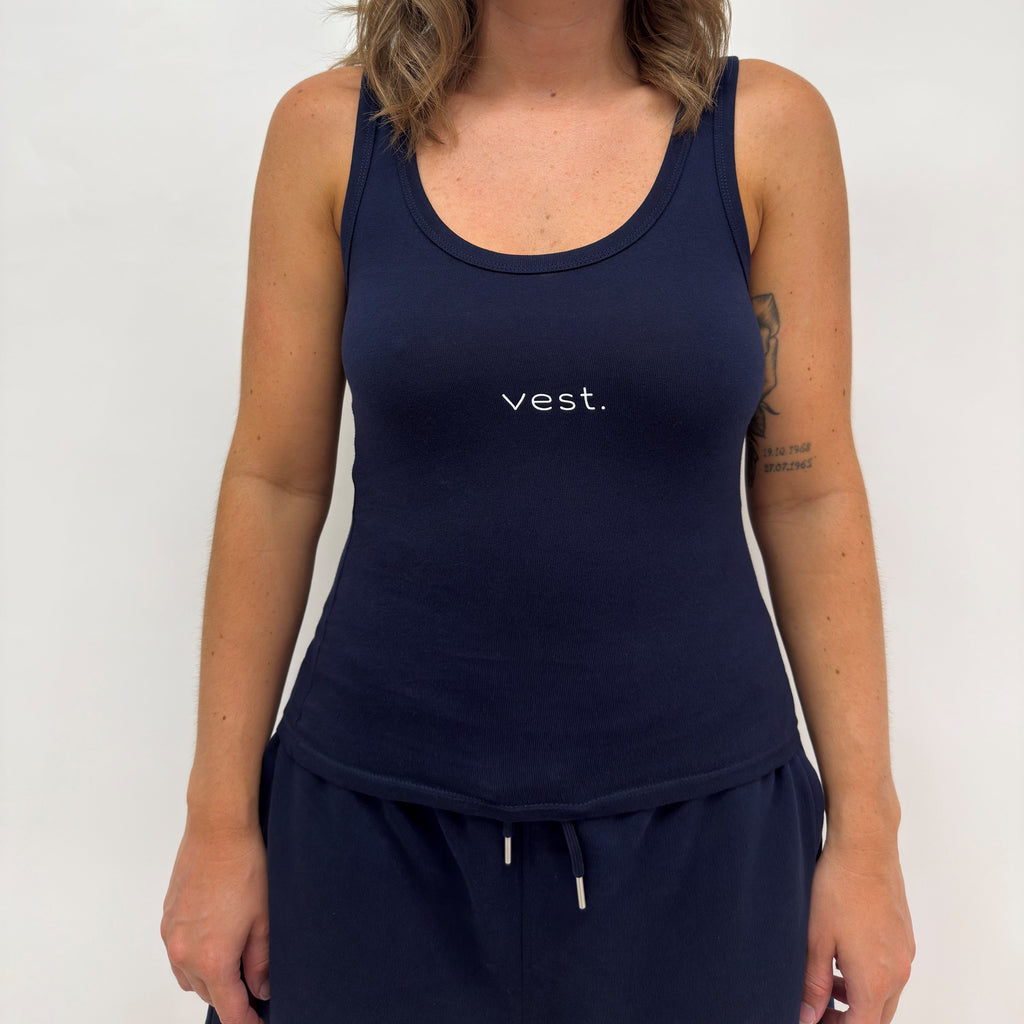 simple. fitted vest. french-navy.