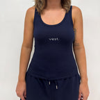 simple. fitted vest. french-navy.