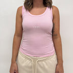 simple. fitted vest. cotton-pink.