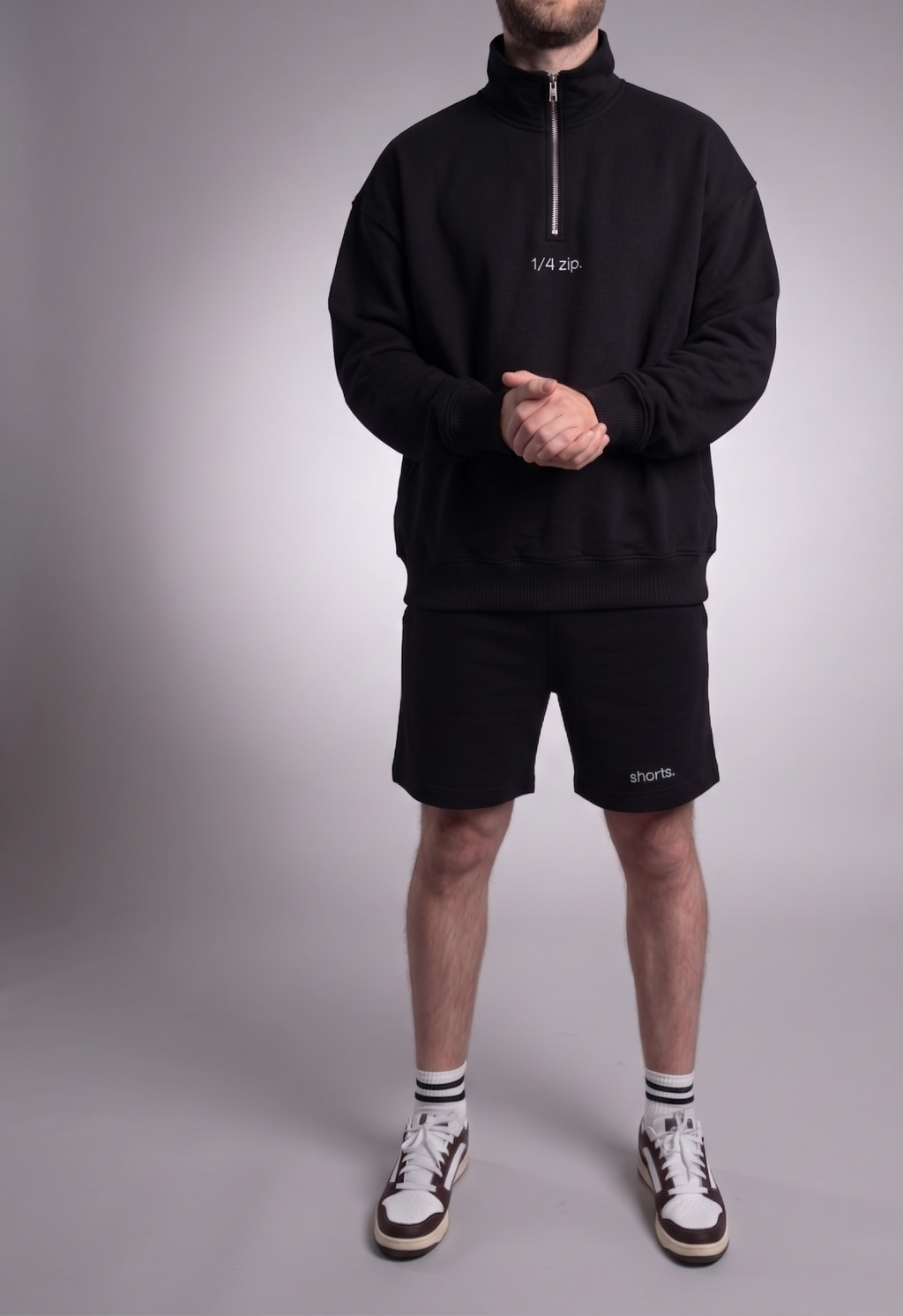 simple. heavy 1/4 zip. black