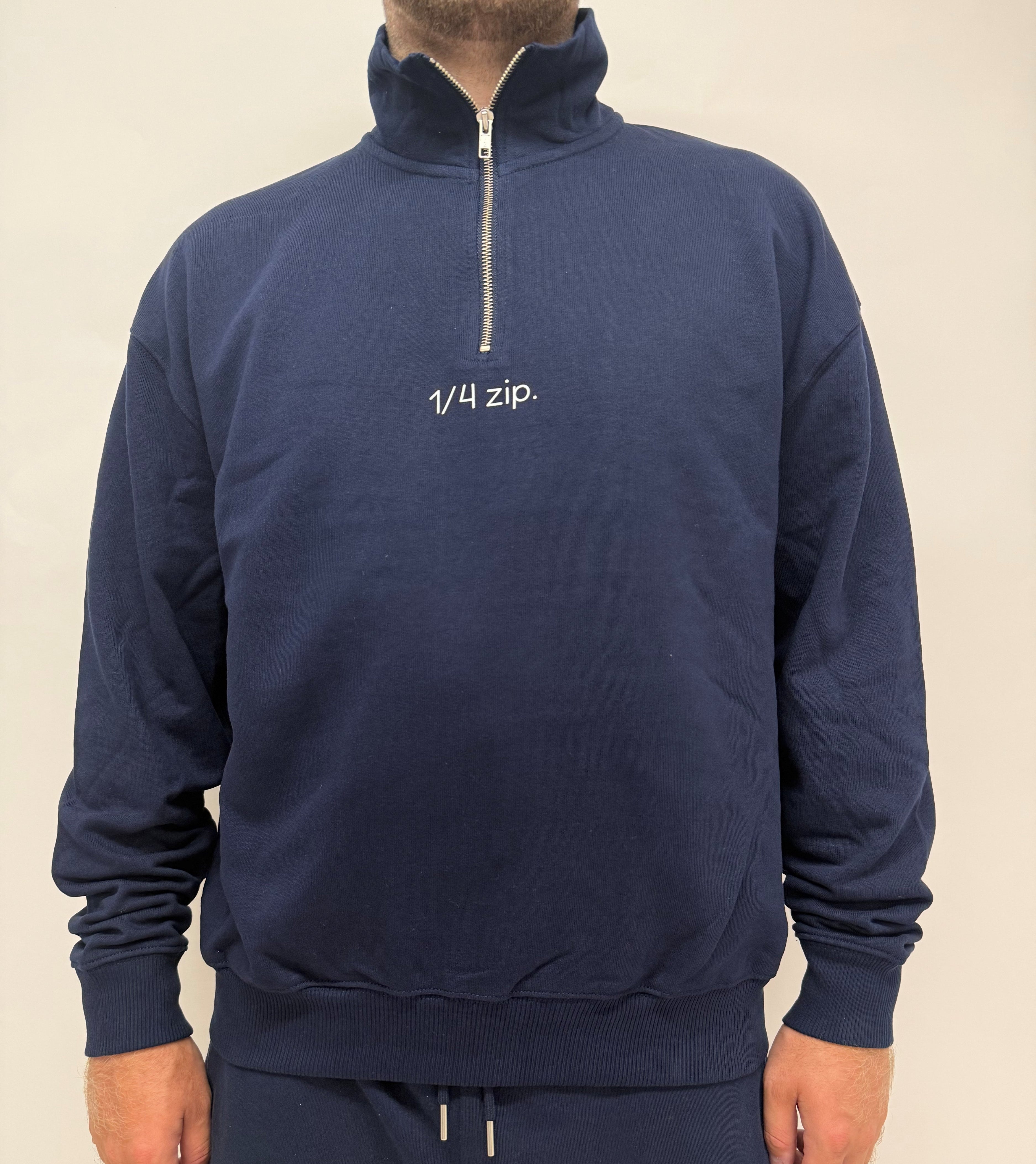 simple. heavy 1/4 zip. french-navy.