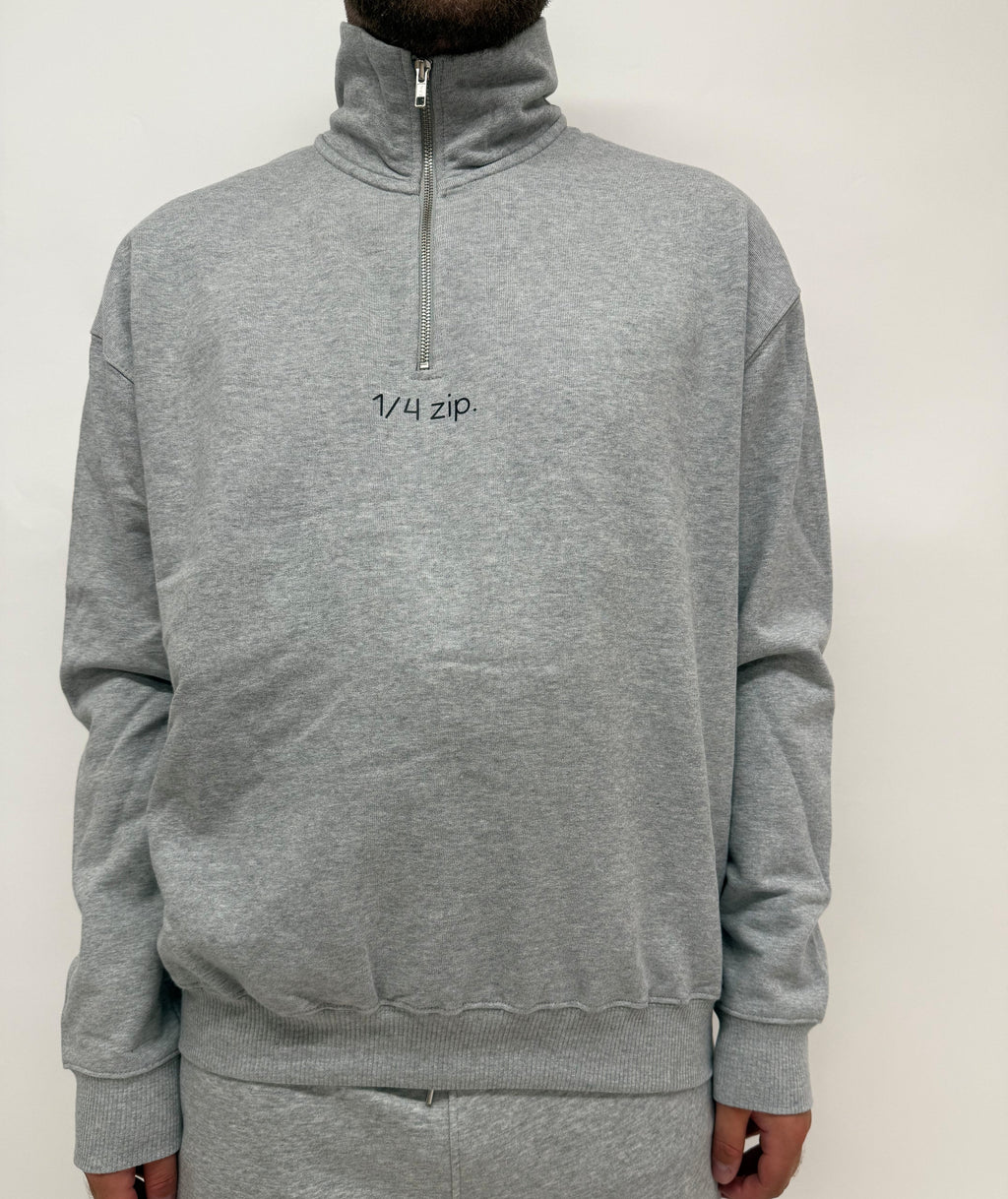 simple. heavy 1/4 zip. heather-grey.