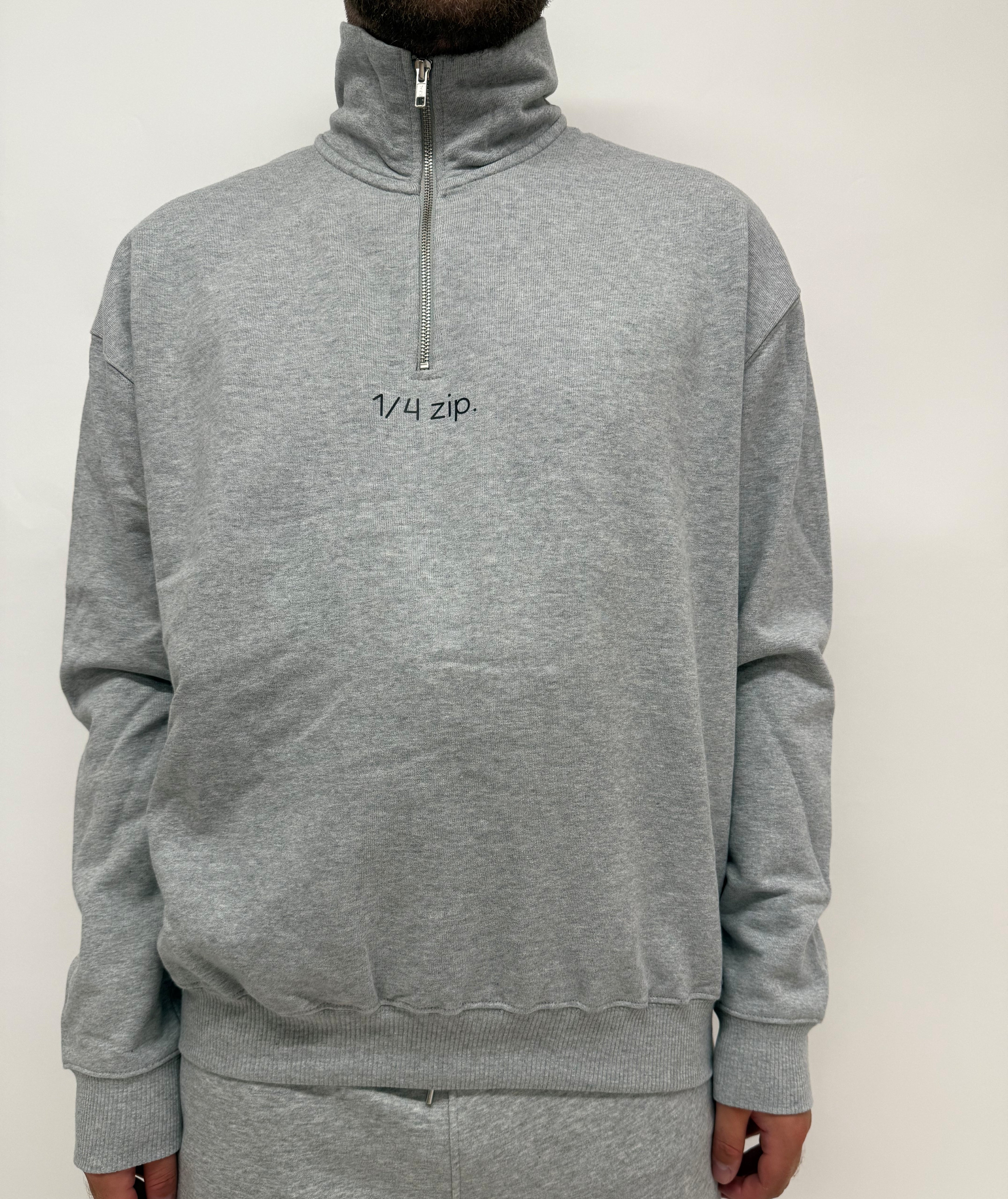 simple. heavy 1/4 zip. heather-grey.