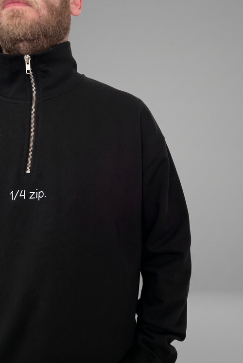 simple. heavy 1/4 zip. black