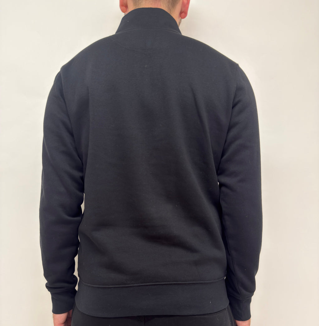 simple. light 1/4 zip. black.