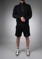 simple. light 1/4 zip. black.