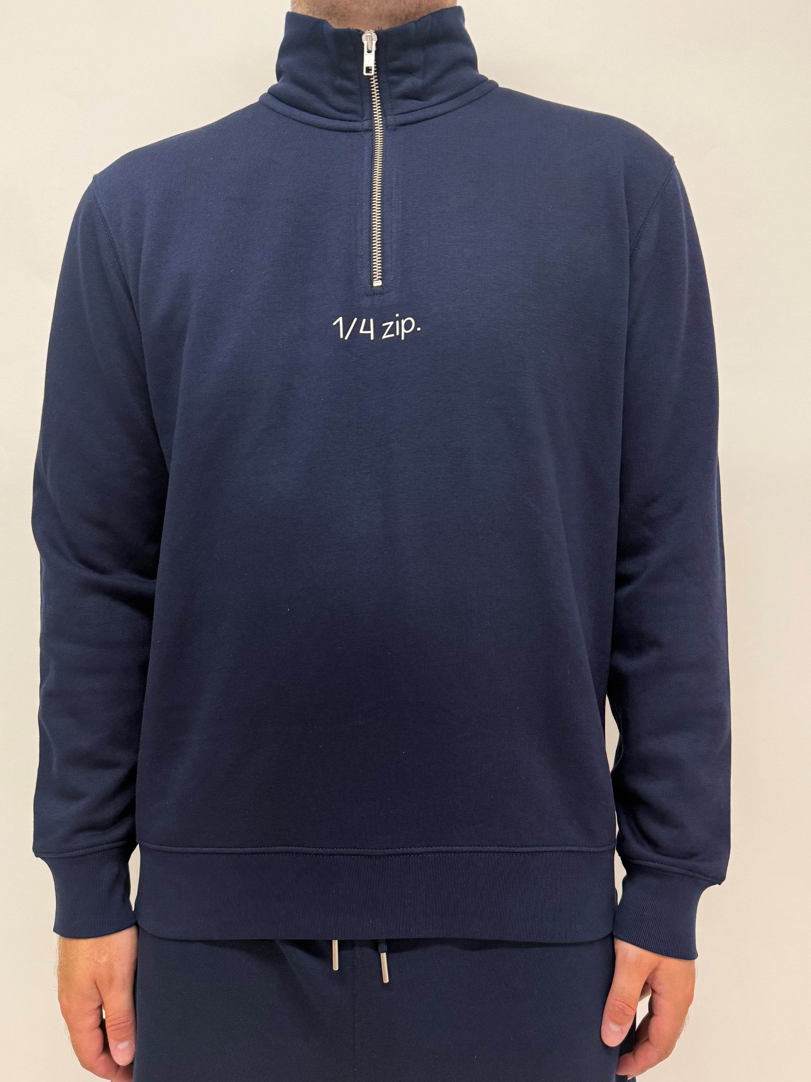 simple. light 1/4 zip. french-navy.