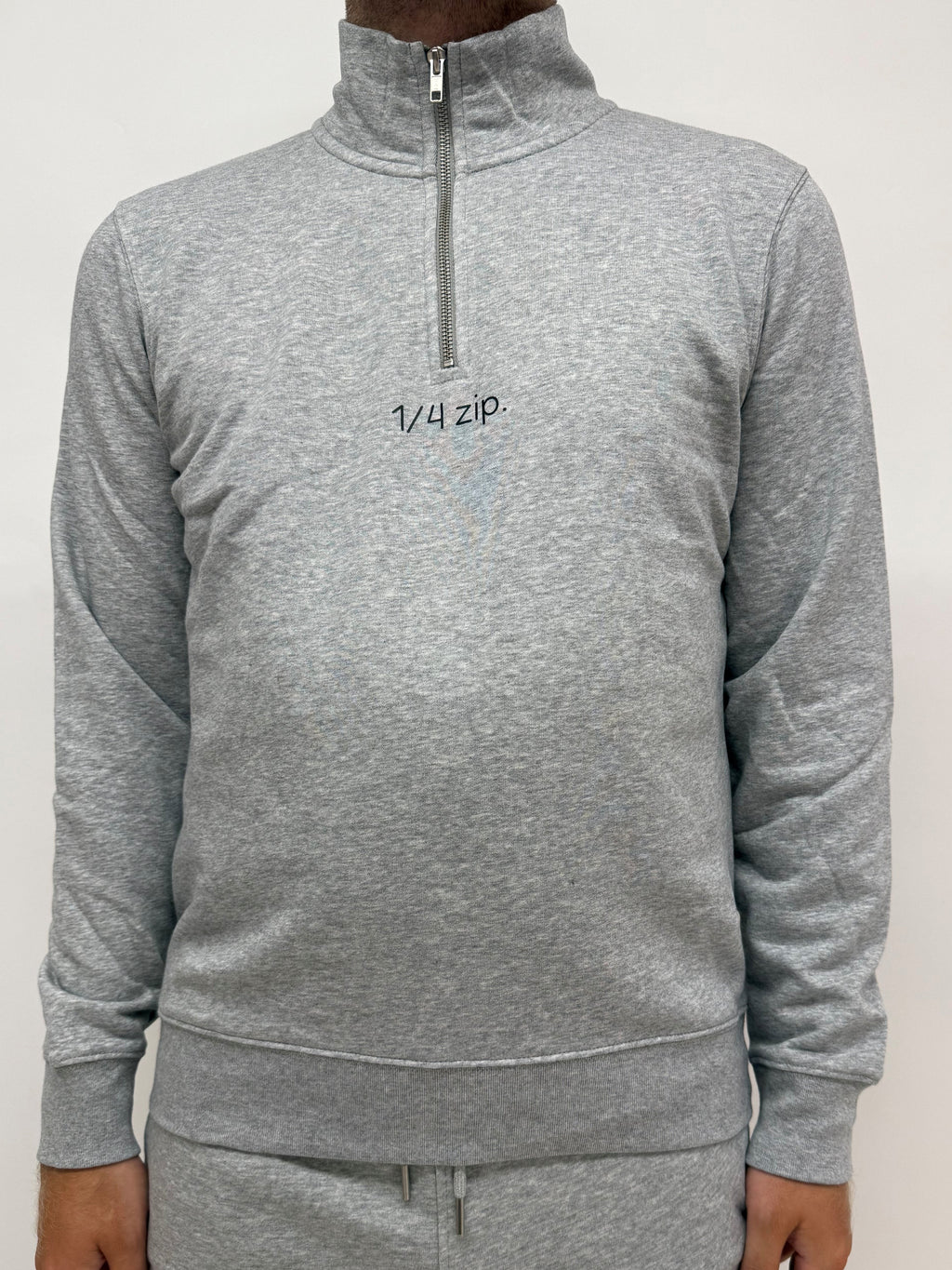 simple. light 1/4 zip. heather-grey.