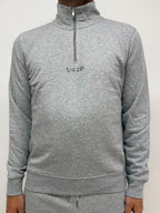 simple. light 1/4 zip. heather-grey.