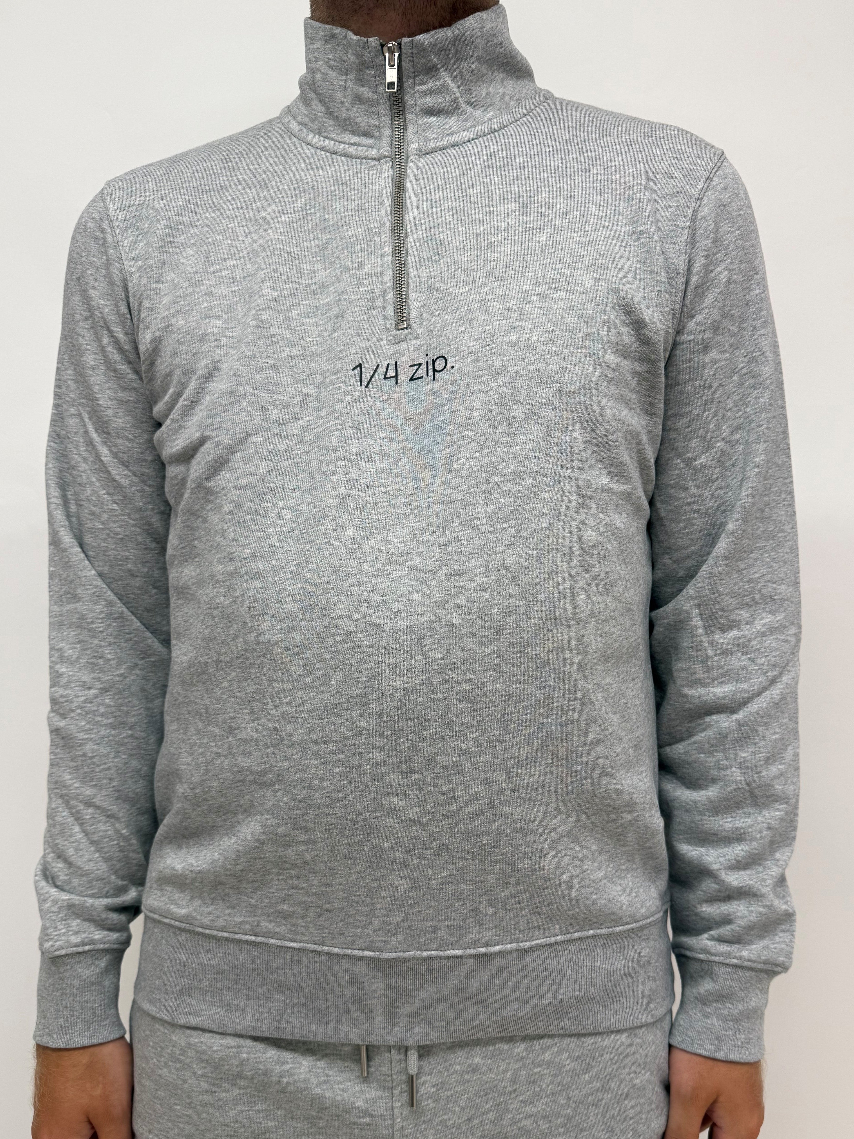 simple. light 1/4 zip. heather-grey.