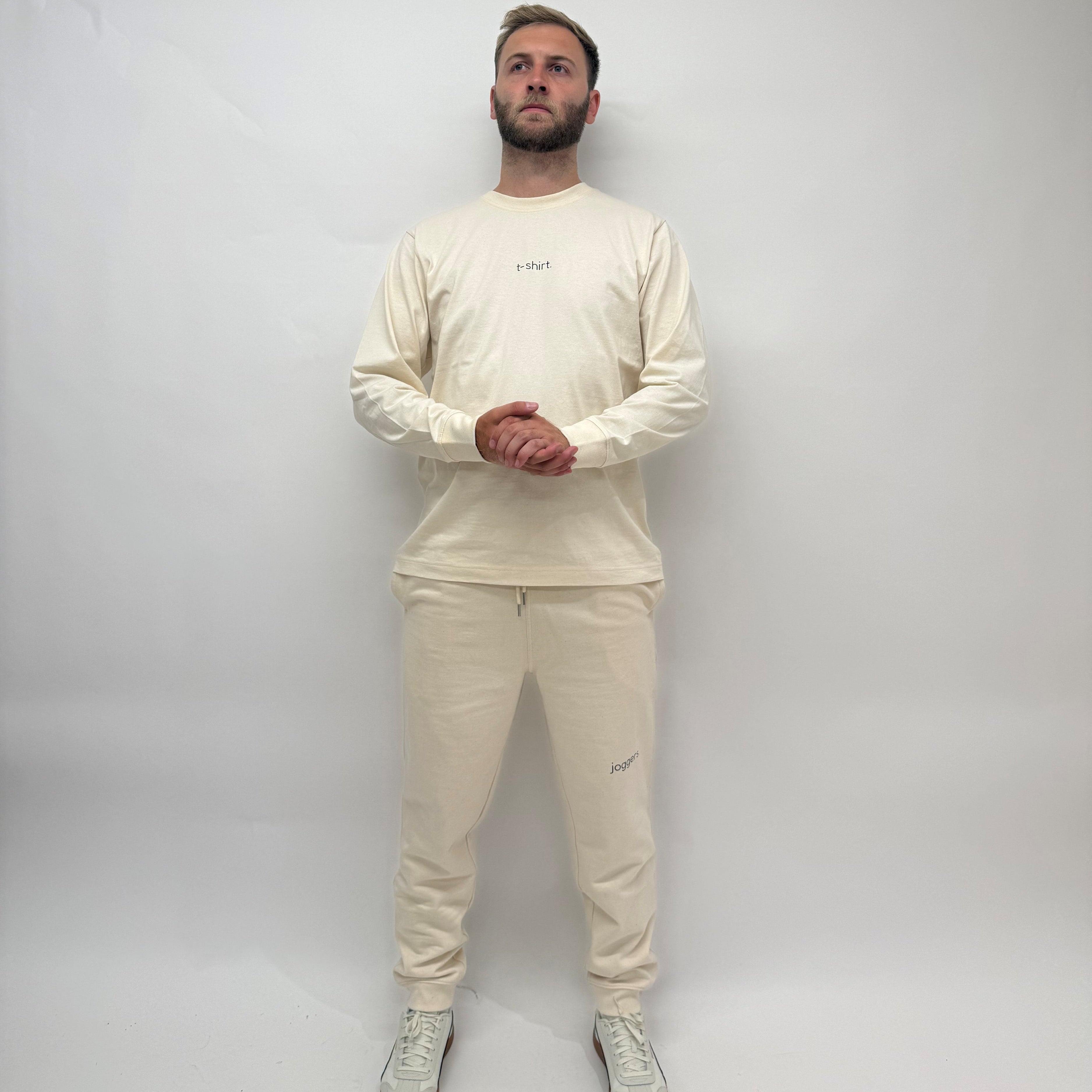 simple. cuffed joggers. natural-raw.