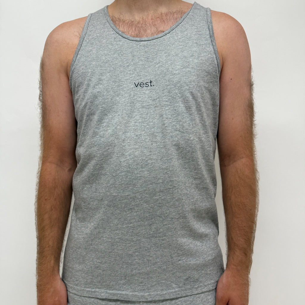 simple. relaxed vest. heather-grey.
