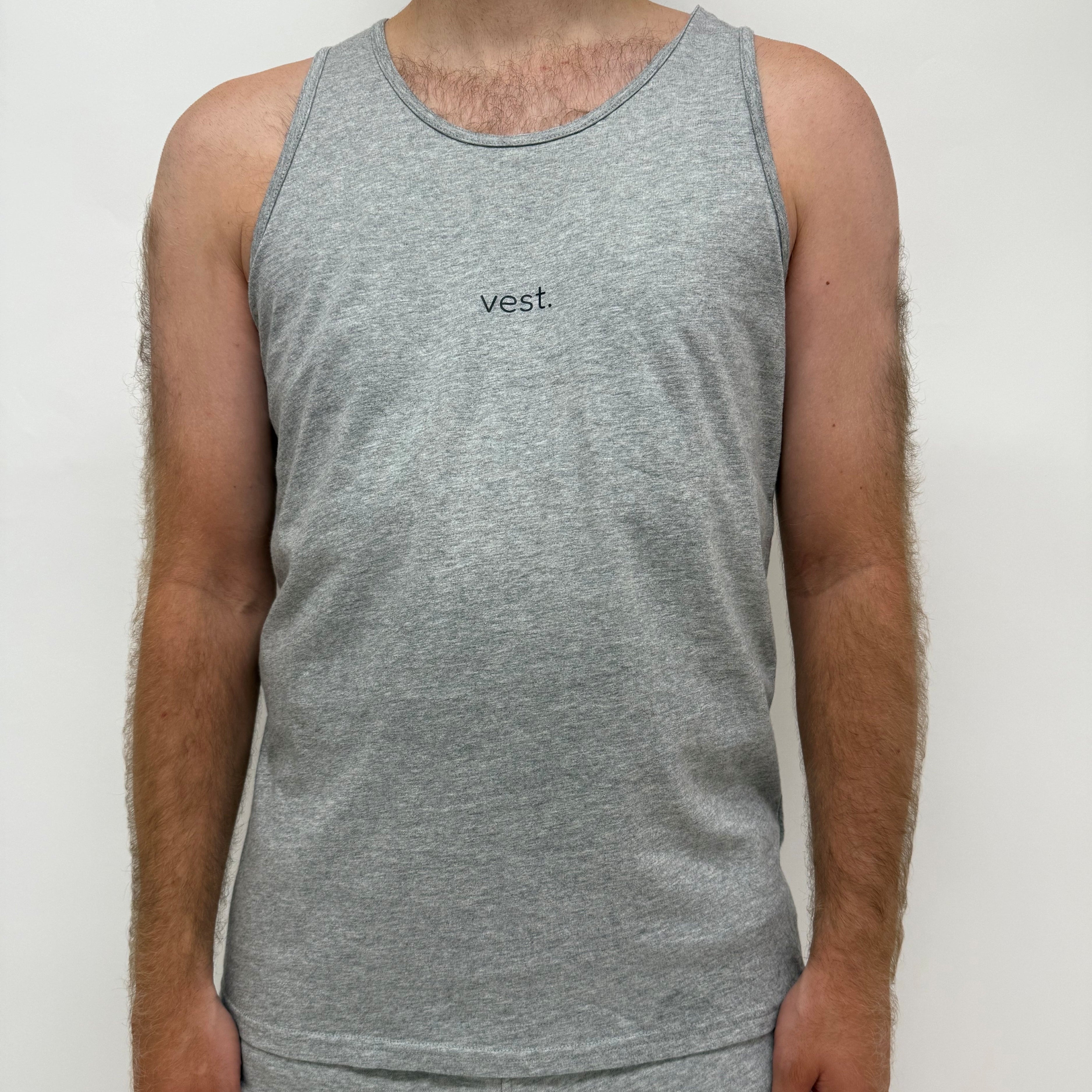 simple. relaxed vest. heather-grey.