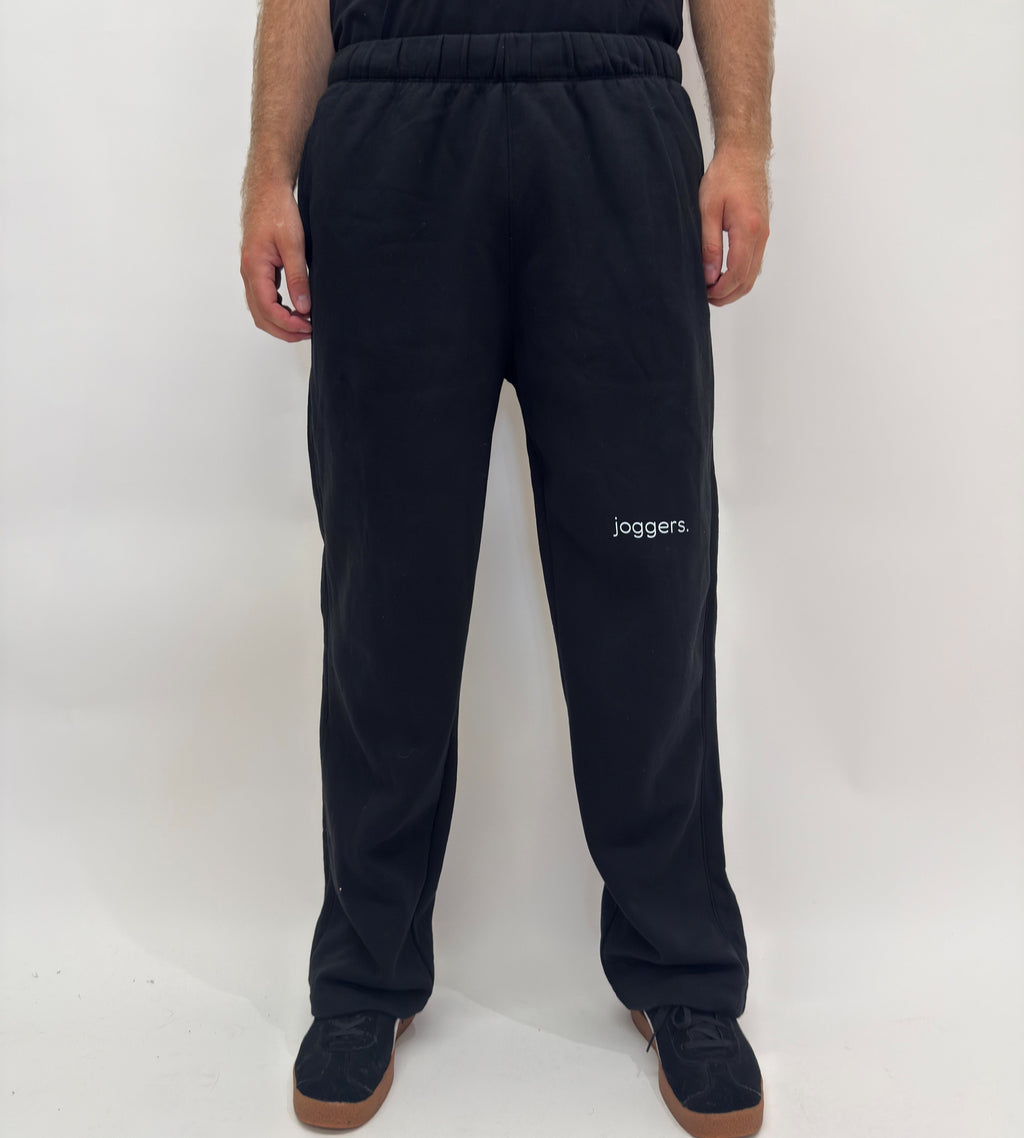 simple. straight leg joggers. black.