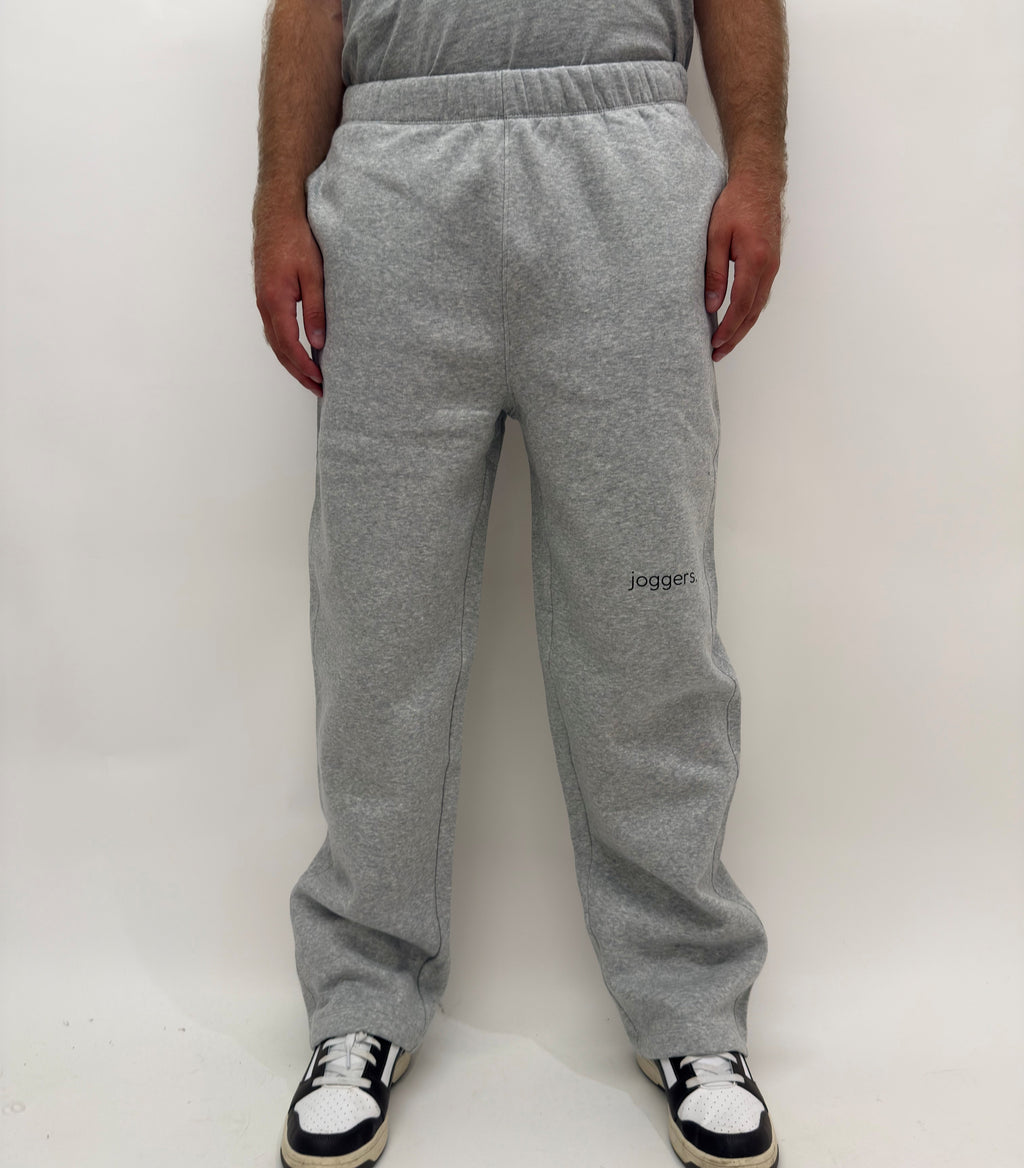simple. straight leg joggers. heather-grey.