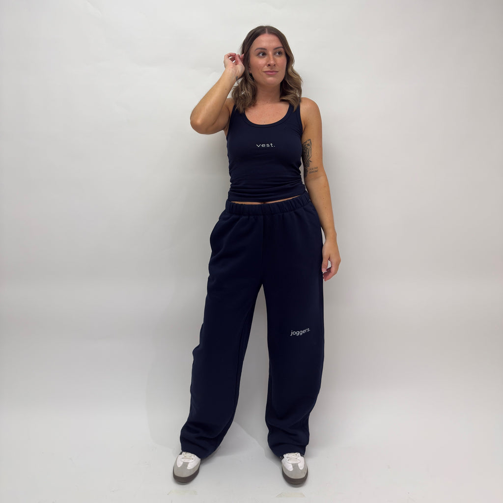 simple. straight leg joggers. french-navy.