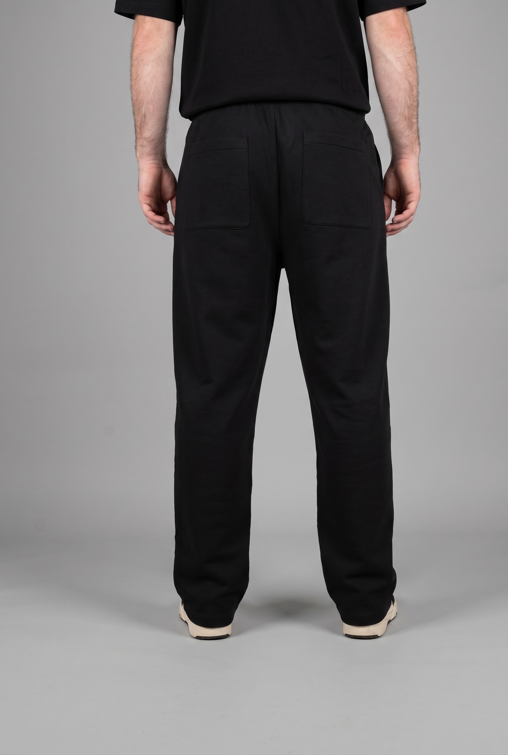 simple. straight leg joggers. black.
