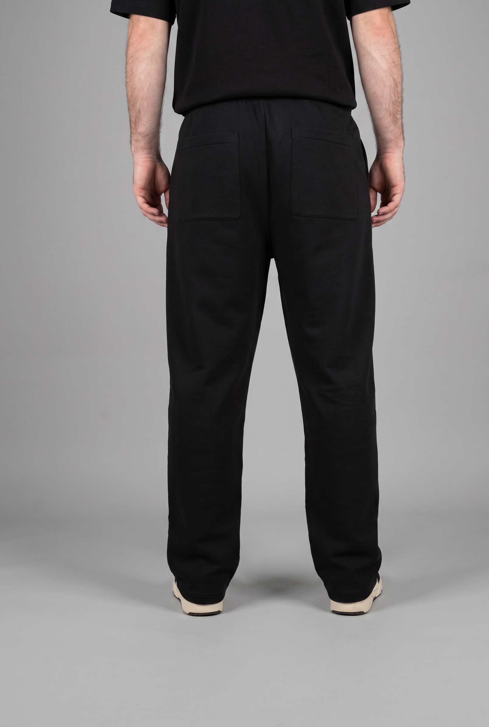simple. straight leg joggers. black.