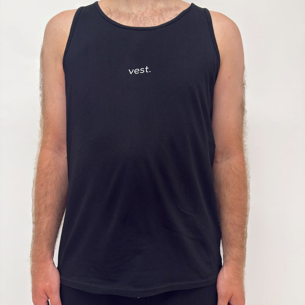 simple. relaxed vest. black.