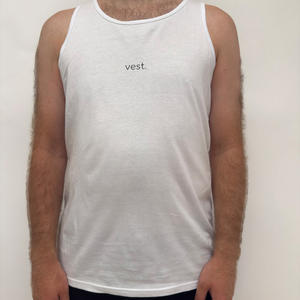 simple. relaxed vest. white.