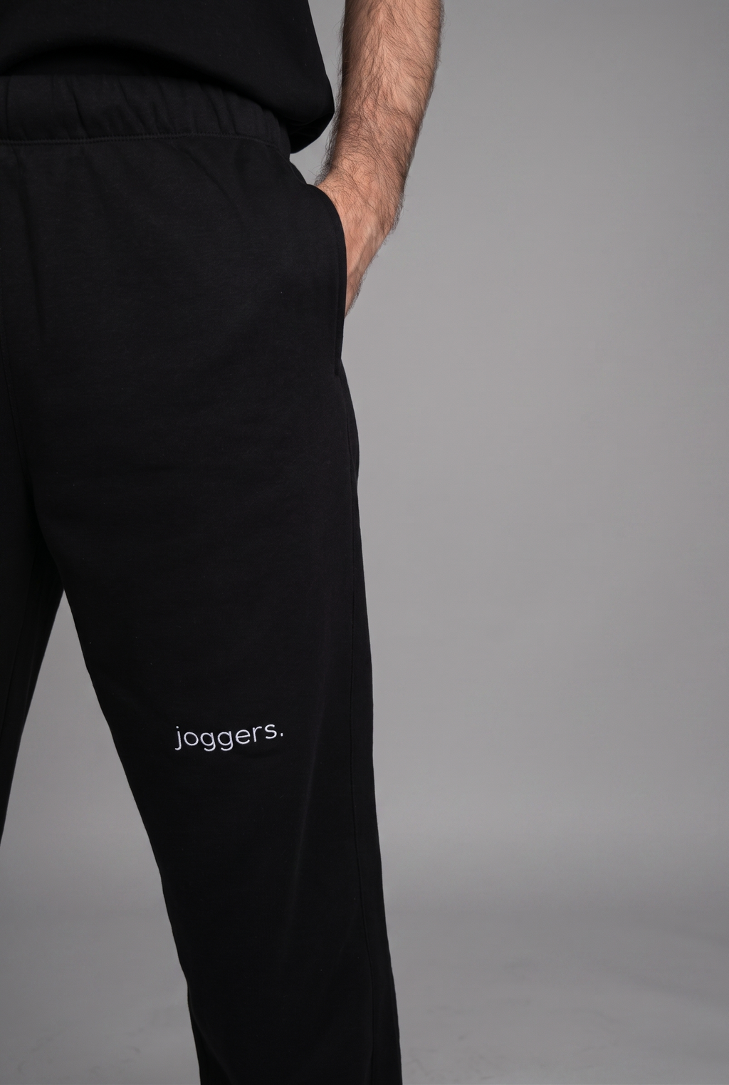 simple. straight leg joggers. black.